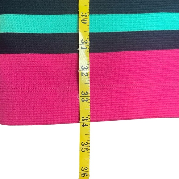 Crown & Ivy Shift Dress Ribbed Navy White Mint Pink Stripe Small Coastal Spring - Picture 11 of 13